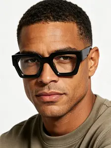 2 Pairs European Style Square Thick Frame Glasses, Unisex Fashion Plain Lenses, Computer Office Daily Wear, Student & Office Worker Protector