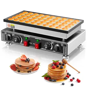 50PCS Commercial Mini Dutch Pancake Maker, 110V 950W Electric Mini Dutch Pancake Maker with 2 Thermostats & 2 Timers Separate Control, for Home and Restaurants