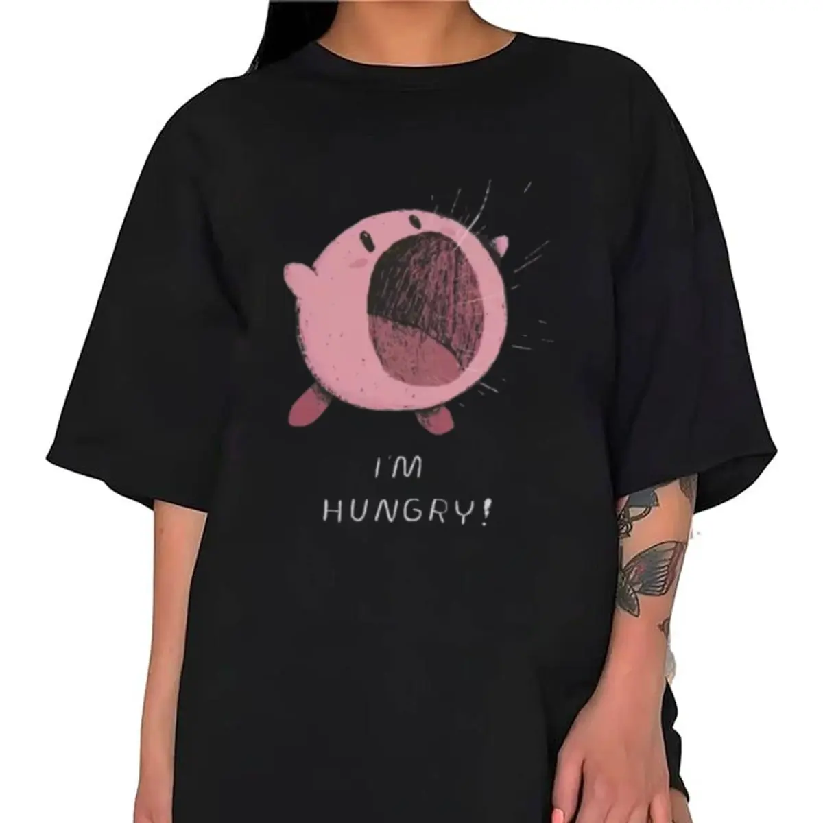I'm Hungry Shirt Sweatshirt Hoodie Funny Kirbys Nostalgia Childhood Action Game Shirt, Shirt For Gamers , Unisex Sweater Pullover Tee