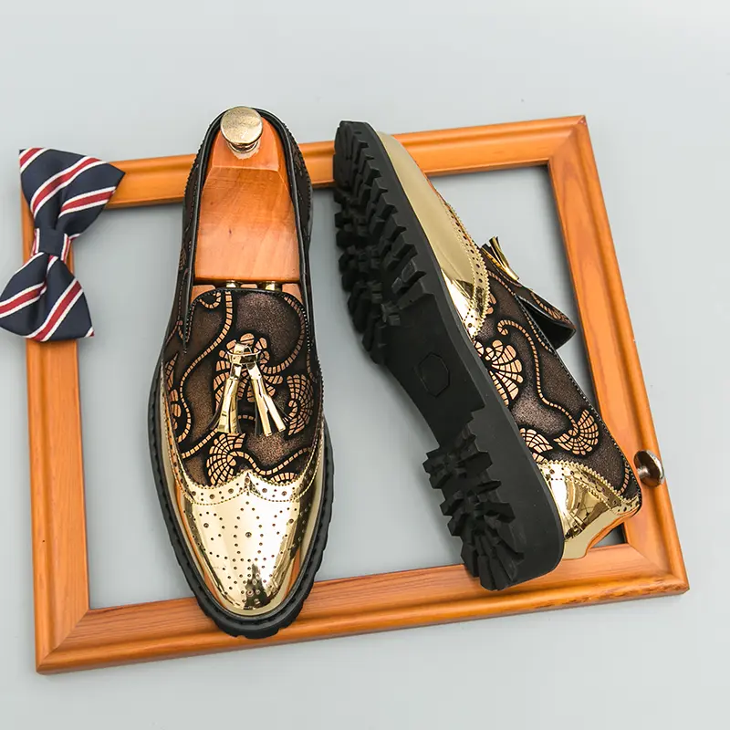 Men’s genuine cowhide dress loafers with tassels, comfortable and breathable, deep-tread outsole — suitable for work, office, and business commuting