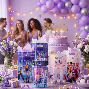 K-Pop Theme Party Favor Bags, 10 Pack Anime Girl Music Idol Goodie Bags, Reusable Plastic Gift Bags, Candy Treat Bags for Pop Music Fans, Reusable Party Supplies
