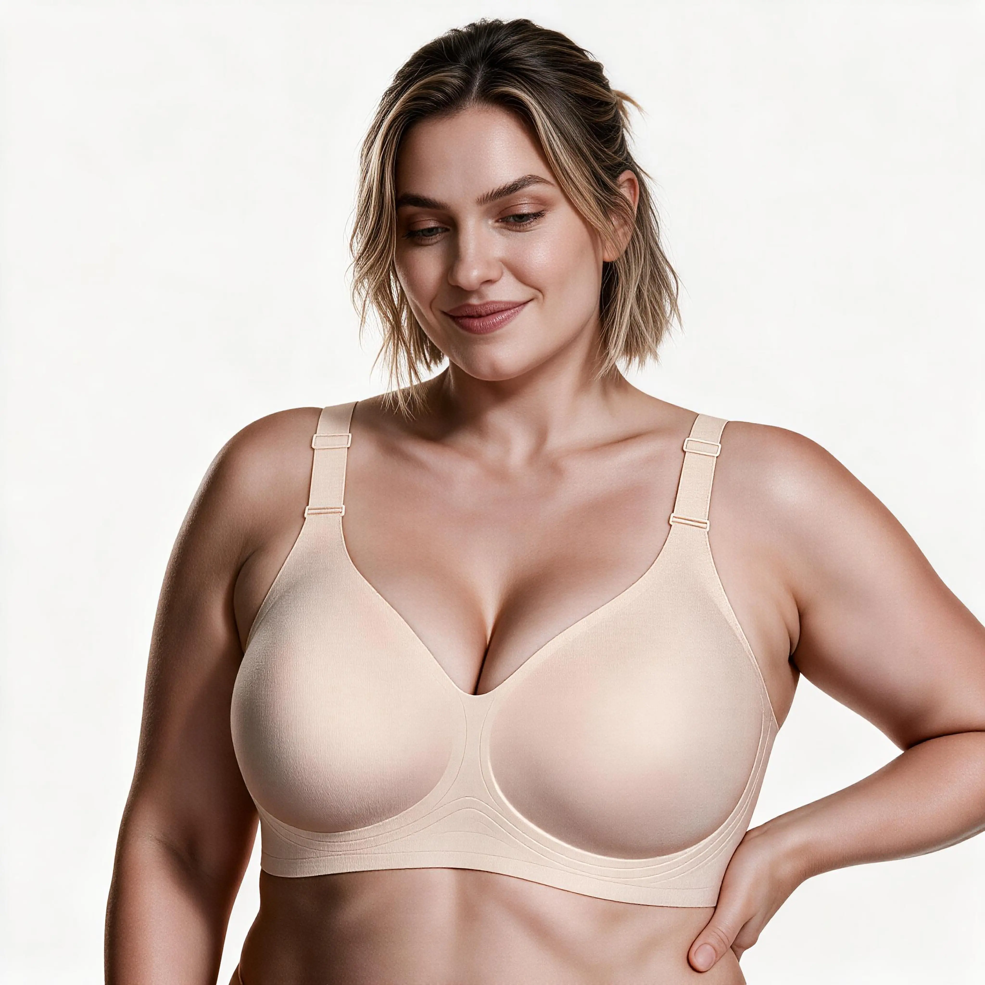 CORLIX  Push Up Minimizer Bra Full Coverage Seamless Wireless Bra | Jelly Bra Ultra-Soft Airly Lightlined Fix-Cup Minimalist Fabric Daily Comfort Ladies Bralette