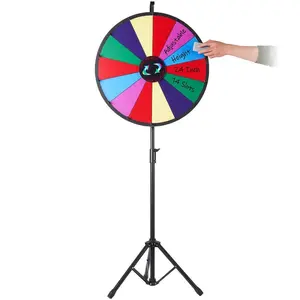 24 inch Spinning Prize Wheel, 14 Slots Spinning Wheel with Height Adjustable Stand, Roulette Wheel with a Dry Erase, and a Storage Bag, Win Fortune Spin Games in Party Pub Trade Show Carnival