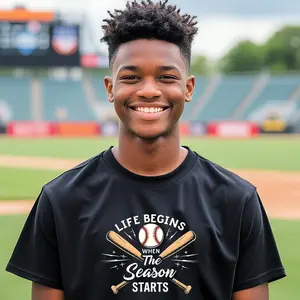 Life Begins when the Baseball Season Starts T-Shirt - Everything Baseball Sports Gift - Adult S-5X Short Sleeve Tee Shirt