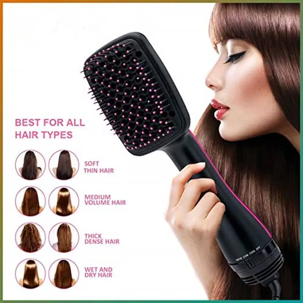 One Step Hair Dryer and Styler, 3 in 1 Hot Air Brush, Blow Dryer Brush for Straightening, Curling & Volumizing, Anti-Scald Ionic Hair Styling Brush for All Hair Types, Daily Care, Default Specs