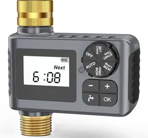 Water Timer with Brass Inlet & Outlet for Outdoor Garden Hose, Hose Timer with Rain Delay/Manual Mode, Automatic Drip Irrigation Controller System for Lawn Yard Garden Watering