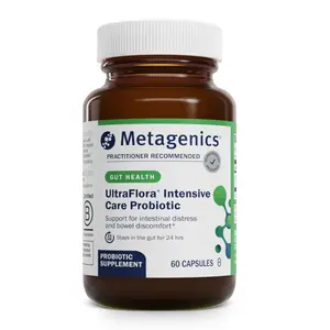 Metagenics UltraFlora Intensive Care Probiotic - 20 Billion CFU Clinically Tested Lactobacillus plantarum 299v - Supports Digestive Health & Bowel Regularity - Gluten-Free, Vegetarian - 60 Capsules