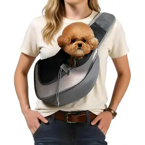 Hand Free Dog Sling Carrier Pet Sling Bag for Small Dogs Cats, Suitable for Outdoor Travel, Medium, Grey