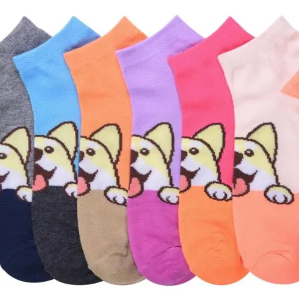 Shiba Socks 6 Girls Women Cute Ankle Low Cut Style 2-3 4-6 6-9 9-11 Casual Womenswear Comfort Spandex Ankle Socks Underwear Sporty Lady Bridal