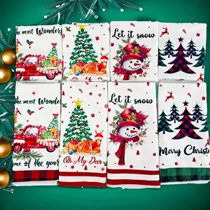 8pcs Festive Christmas Towel Set - Cozy Microfiber Bath & Kitchen Towels with Snowflakes, Santa & Tree Designs - Perfect for Holiday Decor and Everyday Use, Christmas Bathroom Decorations, Wash Cloths