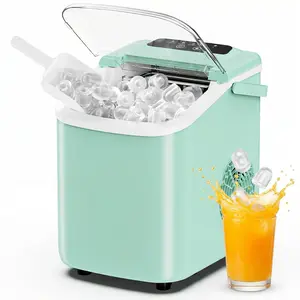 Ice Maker Countertop With Portable Handle Produces 9 Bullet Cubes In 6 To 8 Mins 26 Lbs Daily For Home Kitchen Or Office