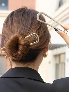 French U-Shaped Hair Clip Set, Multifunctional Alloy Comb for Thick & Normal Hair, Elegant Metal Design, All Seasons Use