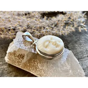 Hand Carved Goddess Moon Face (Large) 925 Silver Handmade Pendant - Crystal Healing Pendant