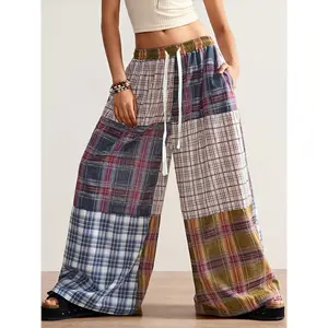 Women's fashionable loose long checkered pants, comfortable design for all seasons, ideal choice for daily wear and leisure, fashionable women's bottomsRAIMENTRY