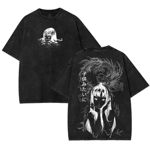 valentine shirts Junji Ito Tomie Anime Graphic Tee Oversized Acid Washed Soft Cotton Shirt Anime Streetwear Casual Menswear Unisex Summer Clothing Gift for Anime Fans