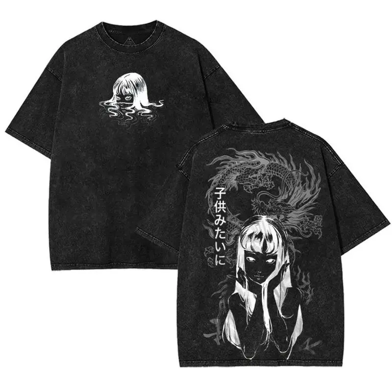valentine shirts  Anime Graphic Tee Oversized Washed Soft Cotton Shirt Anime Streetwear Casual Menswear Unisex Summer Clothing Gift for Anime Fans Tshirt