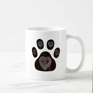 Dog Paw Print Heart Shaped Coffee Mug, Pet Lover's Gift, Functional and Stylish Coffee Accessory, Kitchen Decor, Gift for Him, Gift for Her, Drinkware