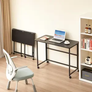 Folding Desk Small Foldable Desk for Small Space, 39. 37 Inches Writing Computer Desk in Study, Home Office Foldable Office Desk for Bedroom 100*50, black