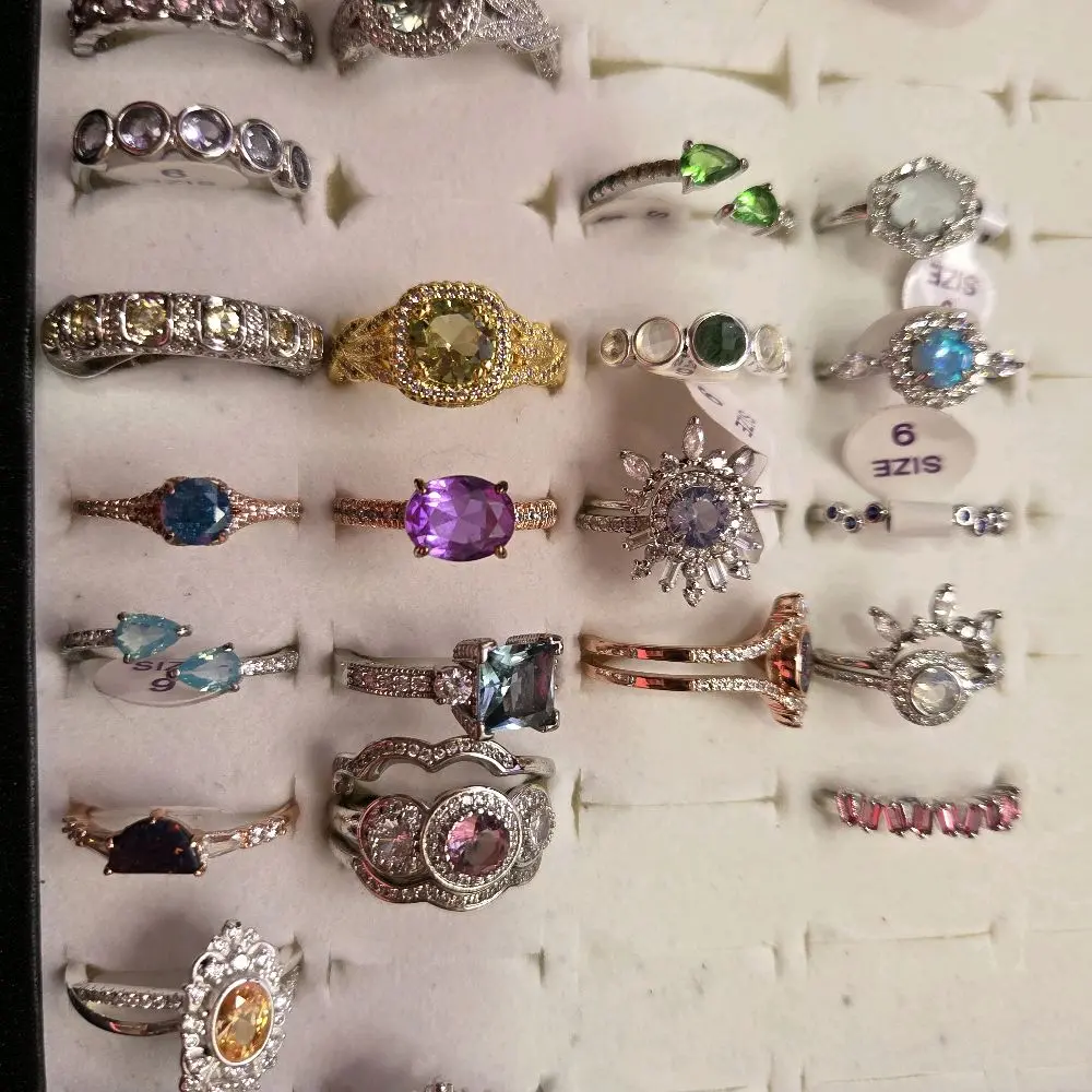 Crytsal Rings - Assorted Styles with Colorful Stones and Elegant Designs for Women