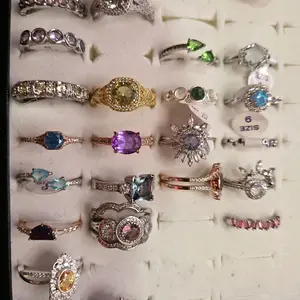 Crytsal Rings - Assorted Styles with Colorful Stones and Elegant Designs for Women