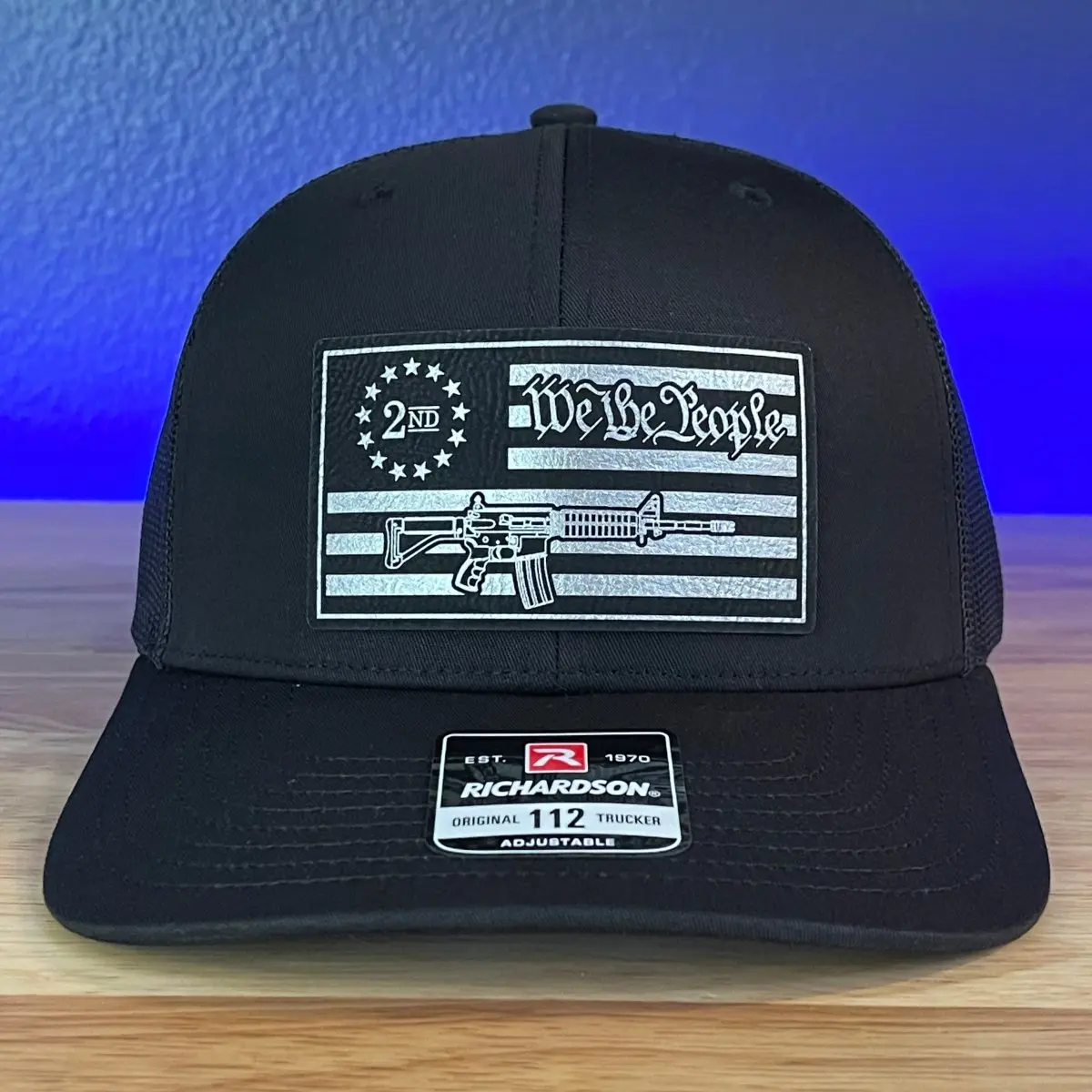 WE THE PEOPLE 2ND AMENDMENT AMERICAN FLAG PATRIOTIC Leather Patch Hat Black Snapback Hat Adjustable Caps