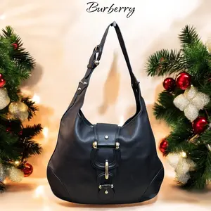 Pre-owned Leather Shoulder Bags BURBERRY Hillgate Black Hobo Bag