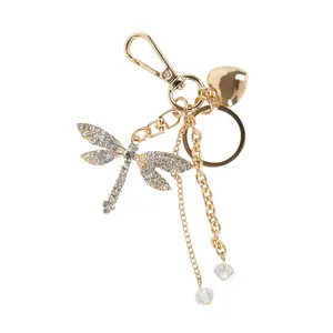 Keychain Dragonfly Insect Pendant Keychain Rhinestone Crystal Keyring Car Key Chain Key Holder Handbag Purse Charm, Gift Ideas for Her, Gift Exchange Ideas