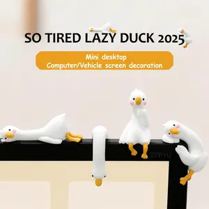 So Tired Lazy Duck Mini Desk Accessories 2025 – 4pcs/set Work Partner Desk Ornaments, Perfect Desktop Decorations for Computer Screens, Office Desk Decor, Home Decoration, Black Friday Christmas Gift Ideas