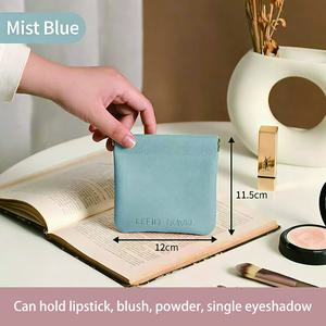 Mini Self-Closing Makeup Bag, Waterproof PU Leather Small Cosmetic Pouch for Lipstick & Earphones