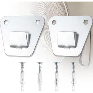 2-Set Heavy Duty Wall Fan Mounting Bracket - Solid Steel, with Fastening Screws, Oscillation Fans Hidden Holder