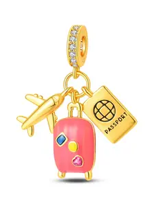 ✈️Wanderlust Must-Have! Cute Suitcase & Passport Dangle Charm | S925 Silver Plated Bead | Perfect Gift for Travel Addicts | Fits Pandora Bracelet