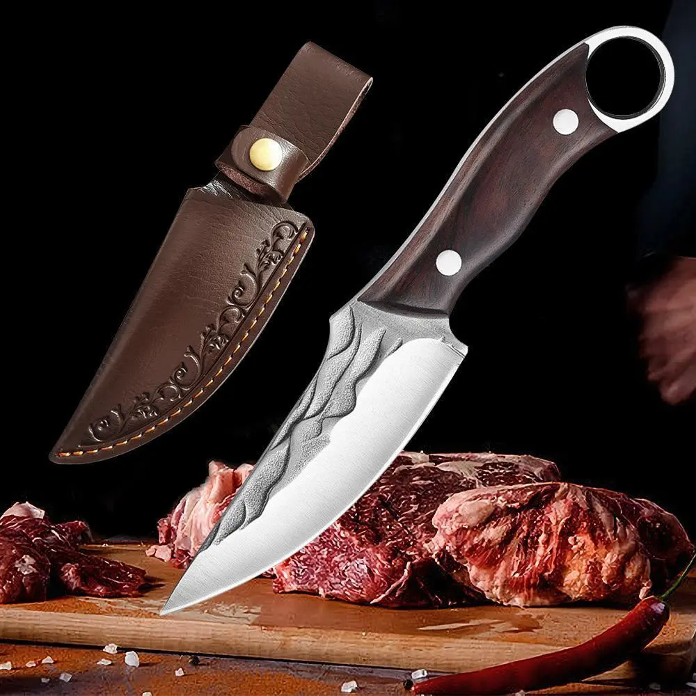 【BackToSchool】Viking knife Chef Japan Kitchen Meat Cleaver Butcher Boning Knife with Sheath, Kitchen Meat Cleaver Butcher, Handmade Forged Knife for Meat Cutting