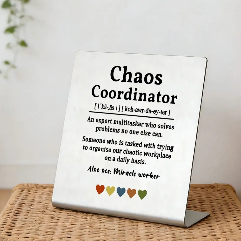 Funny Chaos Coordinator Desk Sign, Perfect Coworker & Boss Gift, Humorous Office Decoration, Novelty Desk Decor, Ideal for Home & Workspaces, Creative Desktop Decoration