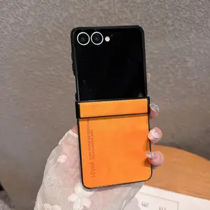 Suitable for Galaxy Z Flip 7 folding phone cases, PU lambskin hinges, Galaxy Z Flip 6 heat dissipation fleece protective cases, folding screen protective leather cases for Galaxy Z Flip 5/4/3, full coverage, drop protection, new style for men and women.