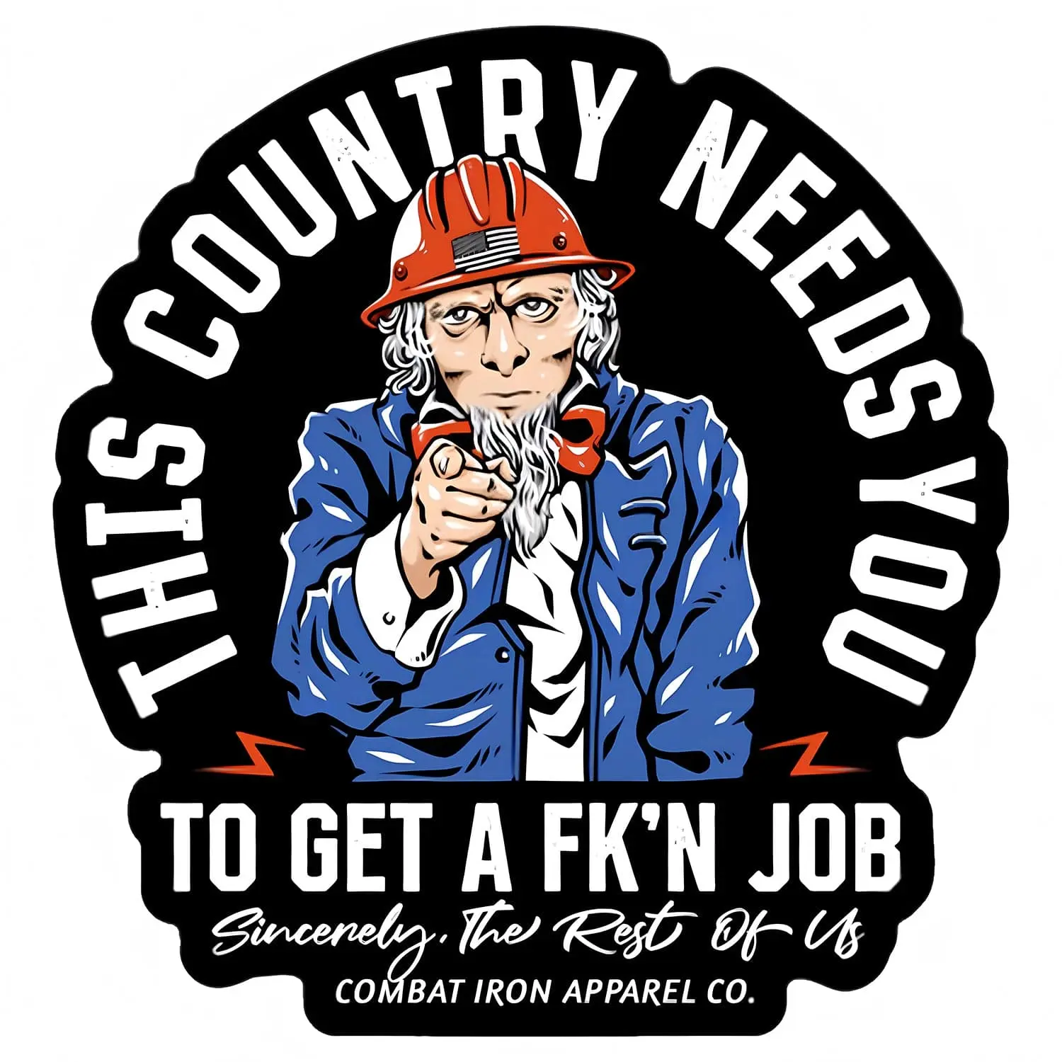 Combat Iron Apparel Co. Workplace Humor 2.85"x3" Vinyl PVC Decoration Sticker, 1-Piece Peel-and-Stick Easy-Remove Durable Adhesive Sticker for Home Exterior/Vehicle/Equipment, Renter-Friendly Weatherproof Graphic Art