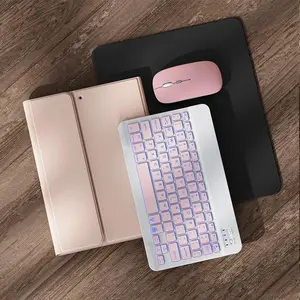 Keyboard & Mouse & Protective Case & Mouse Pad Set, Rechargeable Wireless Keyboard & Mouse Set, Tablet & Computer Accessories for iPad 5/6/7/8/9/th, iPad Pro11, iPad Air11