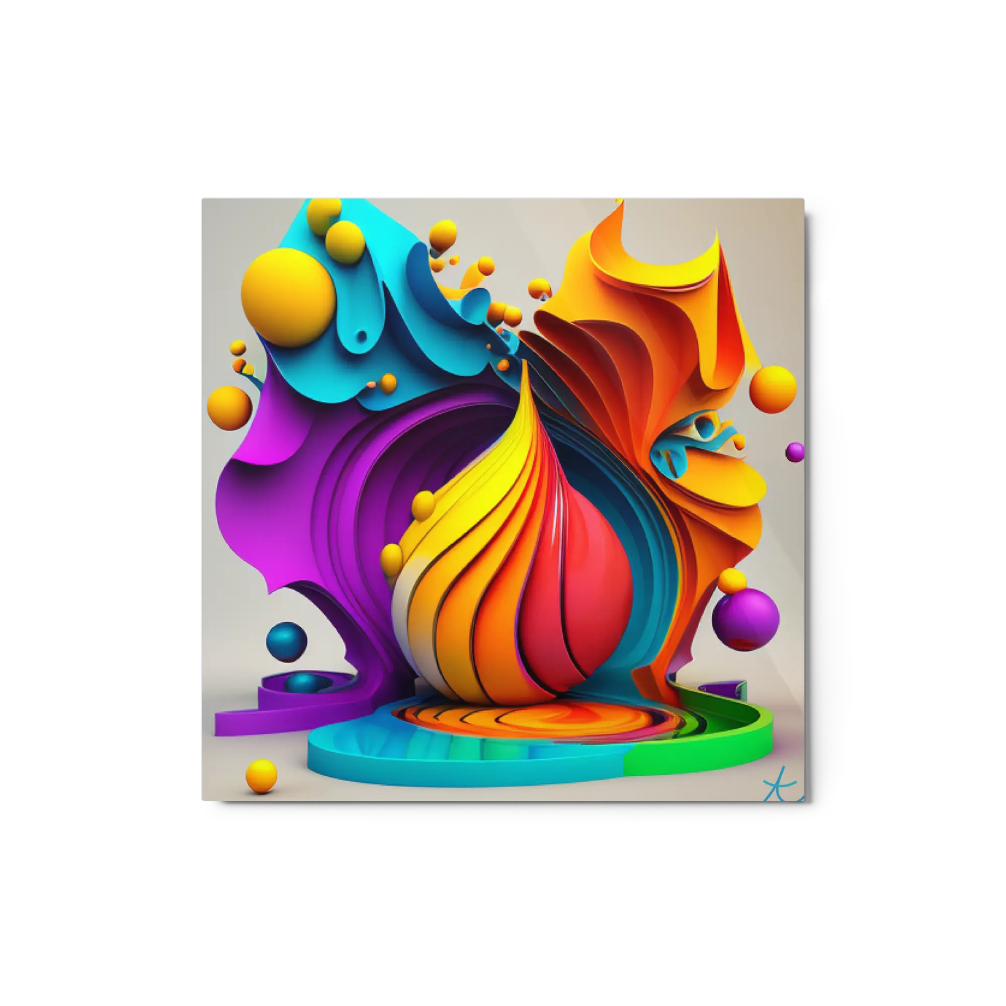 Abstract 3D 1 Metal 12x12 in prints
