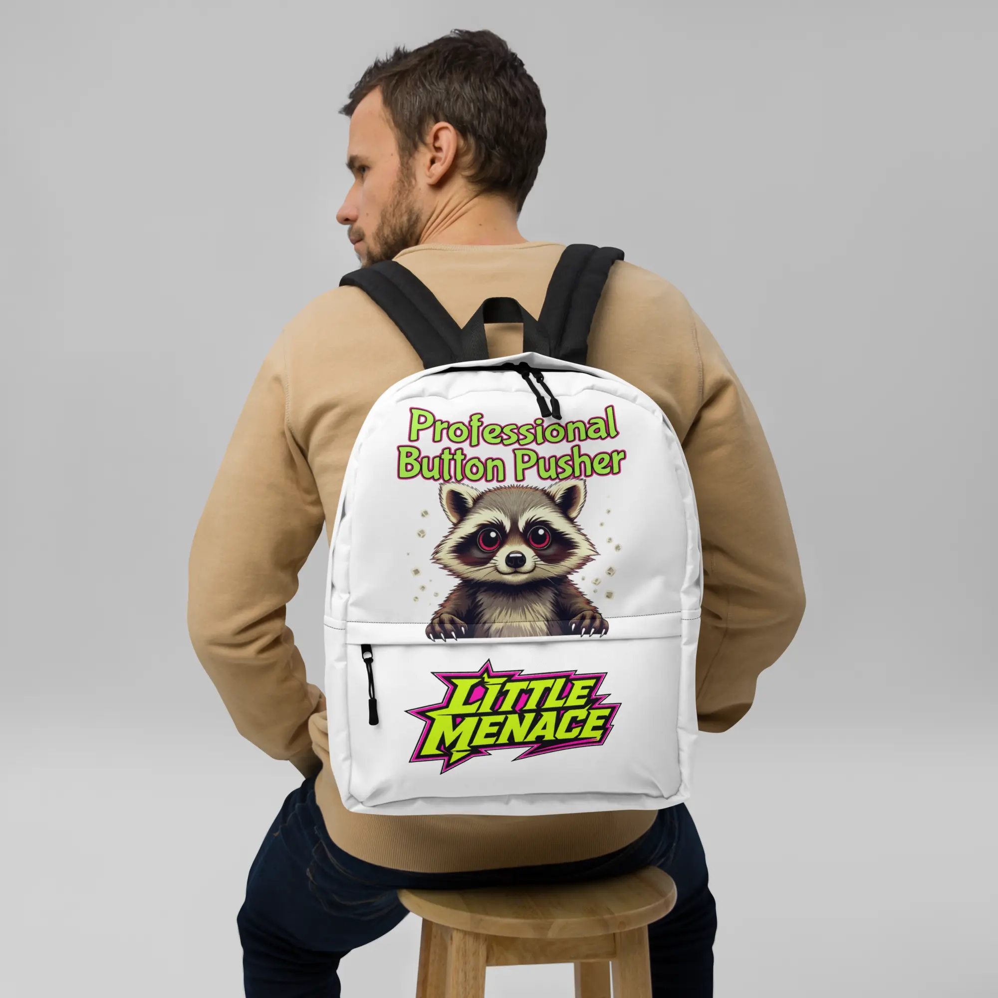 Functional Backpack with Button-Pusher Logo