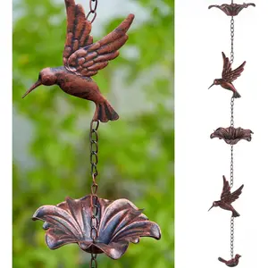 8.5FT Hummingbird Rain Chain,Rain Chains for Outside,Rainwater Catcher Chains, Outdoor Garden Yard Decor