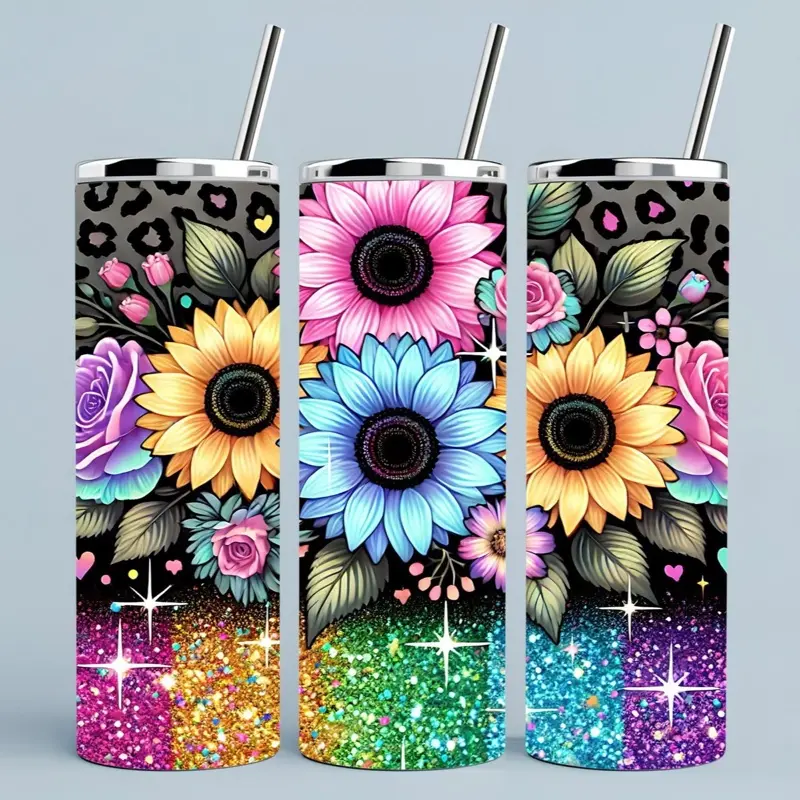Sunflowers + colors | 20oz sublimation transfer print out (TRANSFER ONLY, NOT A FINISHED TUMBLER)