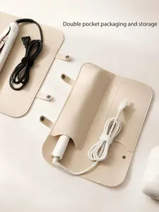 Heat-resistant hairstyling tool storage bag, felt travel organizer with heat-resistant mat, suitable for curling irons, straighteners, also can hold hair dryers and other styling tools, made of durable fabric, Travel Organizer Bags