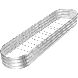 8ft Galvanized Raised Garden Bed Kit, Raised Garden Boxes Outdoor, Oval Metal Raised Garden Beds for Vegetables, ,108 Gallon Capacity(with 10 Connecting rods)