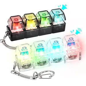 Glowing Mechanical Keyboard Adult Fidget Toy Clicker Toy Keychain - Mini Stress Relief Clicker Toy for Office, School & Home, Portable Anxiety Relief Gadget with Realistic Clicky Sound for Gift Idea