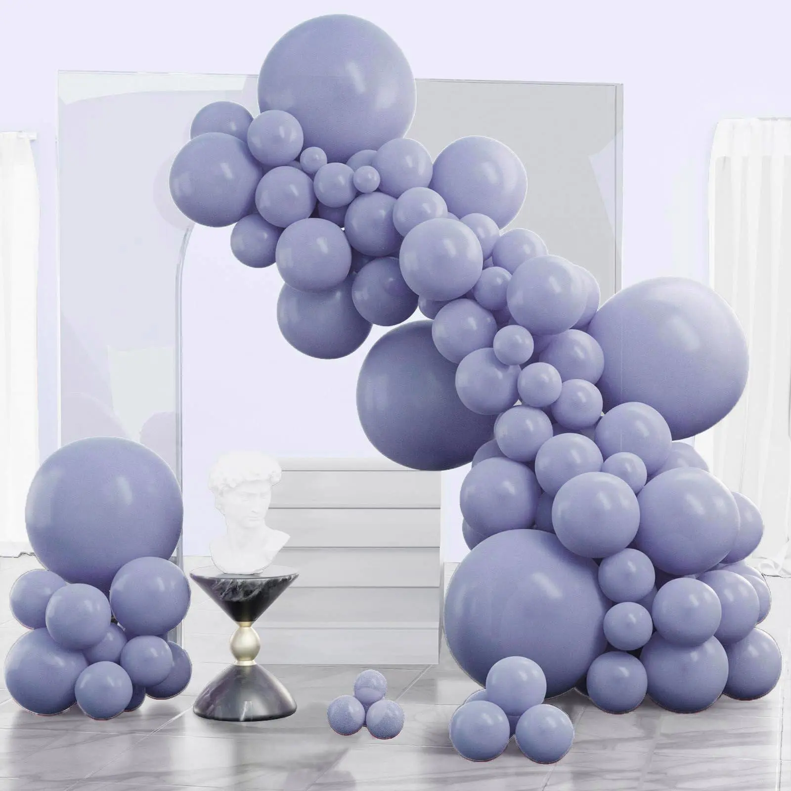 PartyWoo Dusty Blue & Dusty Purple Muted Lavender Blow Up Balloons (140pcs, 18/12/10/5in) - Long-Lasting for Happy Birthday, Baby Shower Arch Decor Home Festive Party Supplies Blue-F16