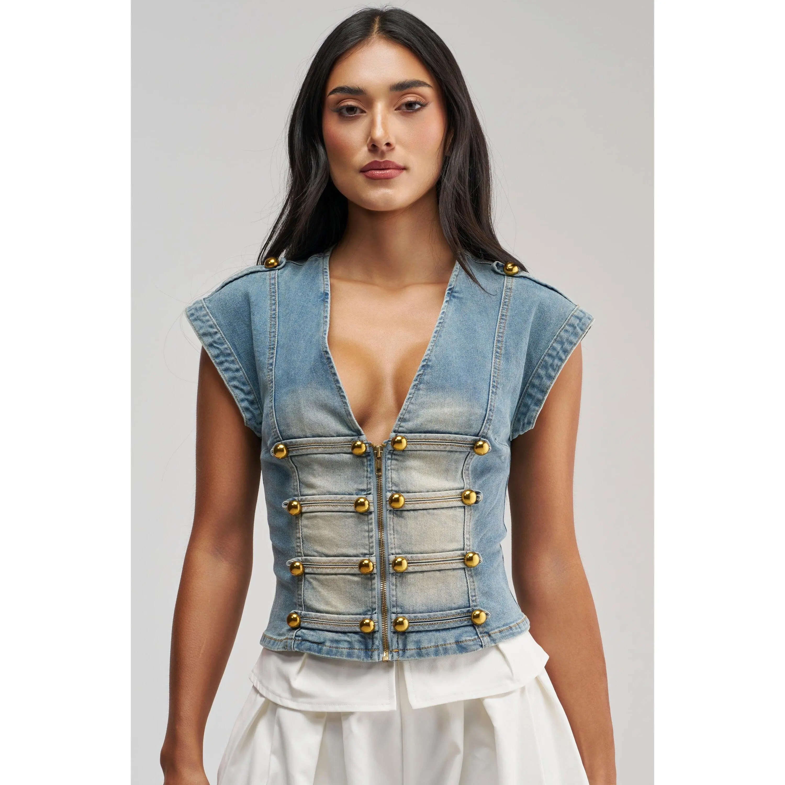 NEVER LOSE ME DENIM TOP