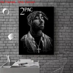 1 piece/set frameless canvas painting print poster, Popular hip-hop culture Characters realism, Artistic art, Tupac Shakur Portrait, a perfect gift for Rap Music loves, ideal gift for bedroom, living room, wall decor, Canvas Prints