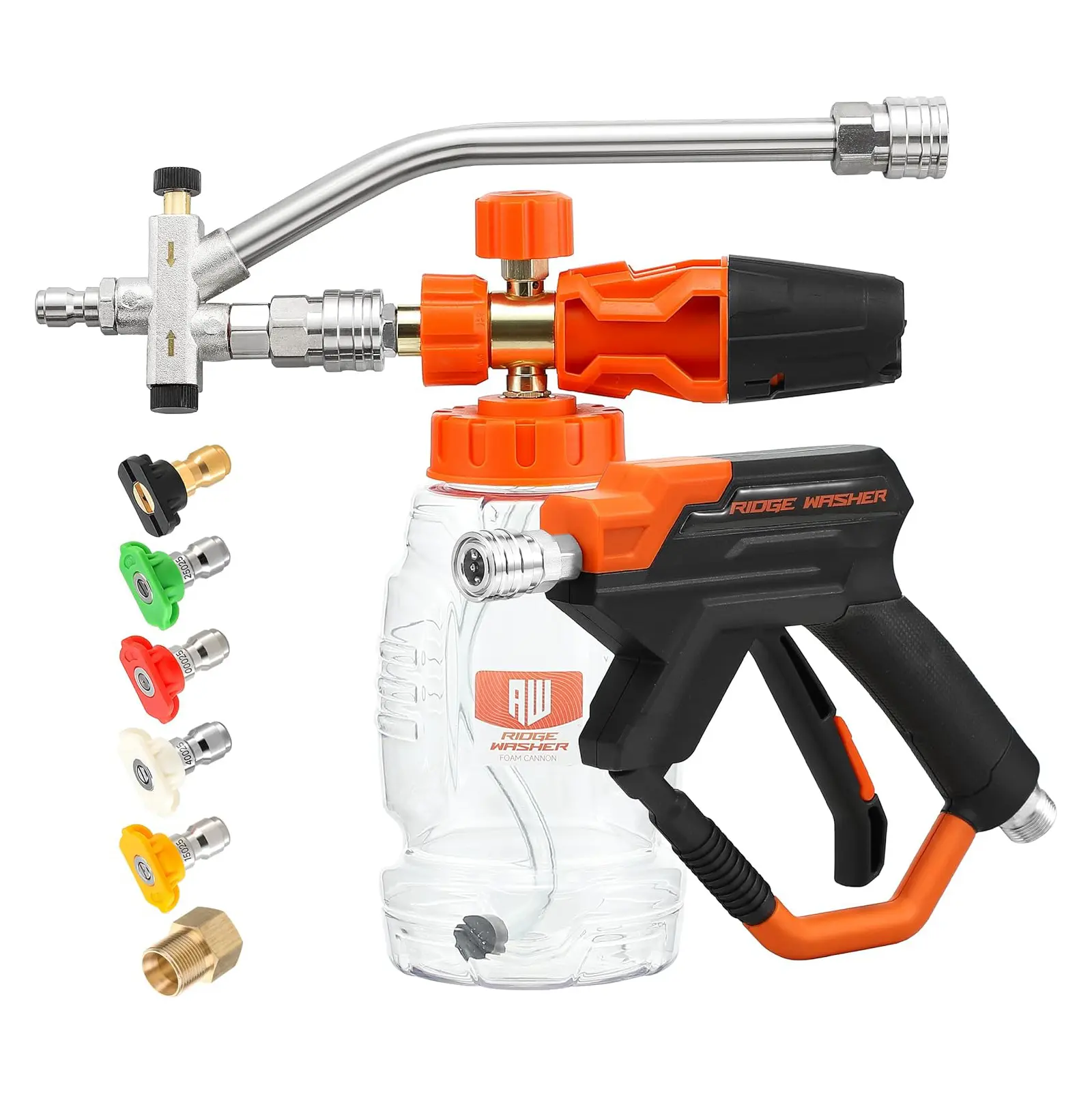 RIDGE WASHER Pressure Washer Wand Foam Cannon with Dual Connector Accessory, Double Tip Attachment for Foam Blaster, Stainless Steel Car Wash Foam Wand, 1/4" Quick Connect, 4000 PSI, DealsForYouDays