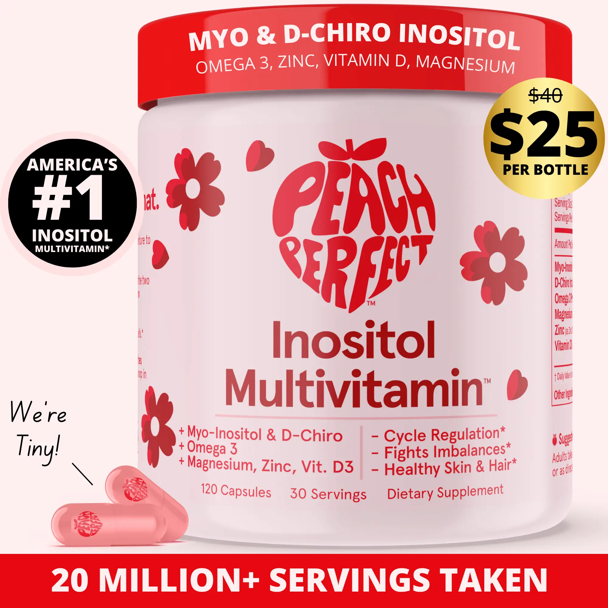 Peach Perfect Inositol Multivitamin - Peach Perfect Myo-Inositol, D-Chiro Inosit...