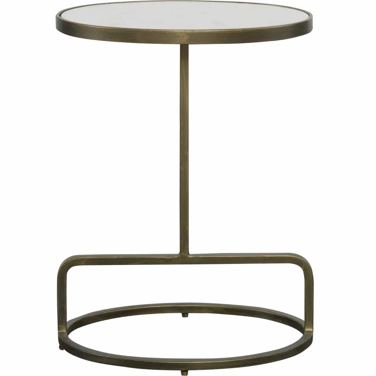 Jessenia Modern Accent Table - White Marble Top, Antiqued Brushed Gold Hand-Forged Iron Metal Base, Indoor Furniture Piece