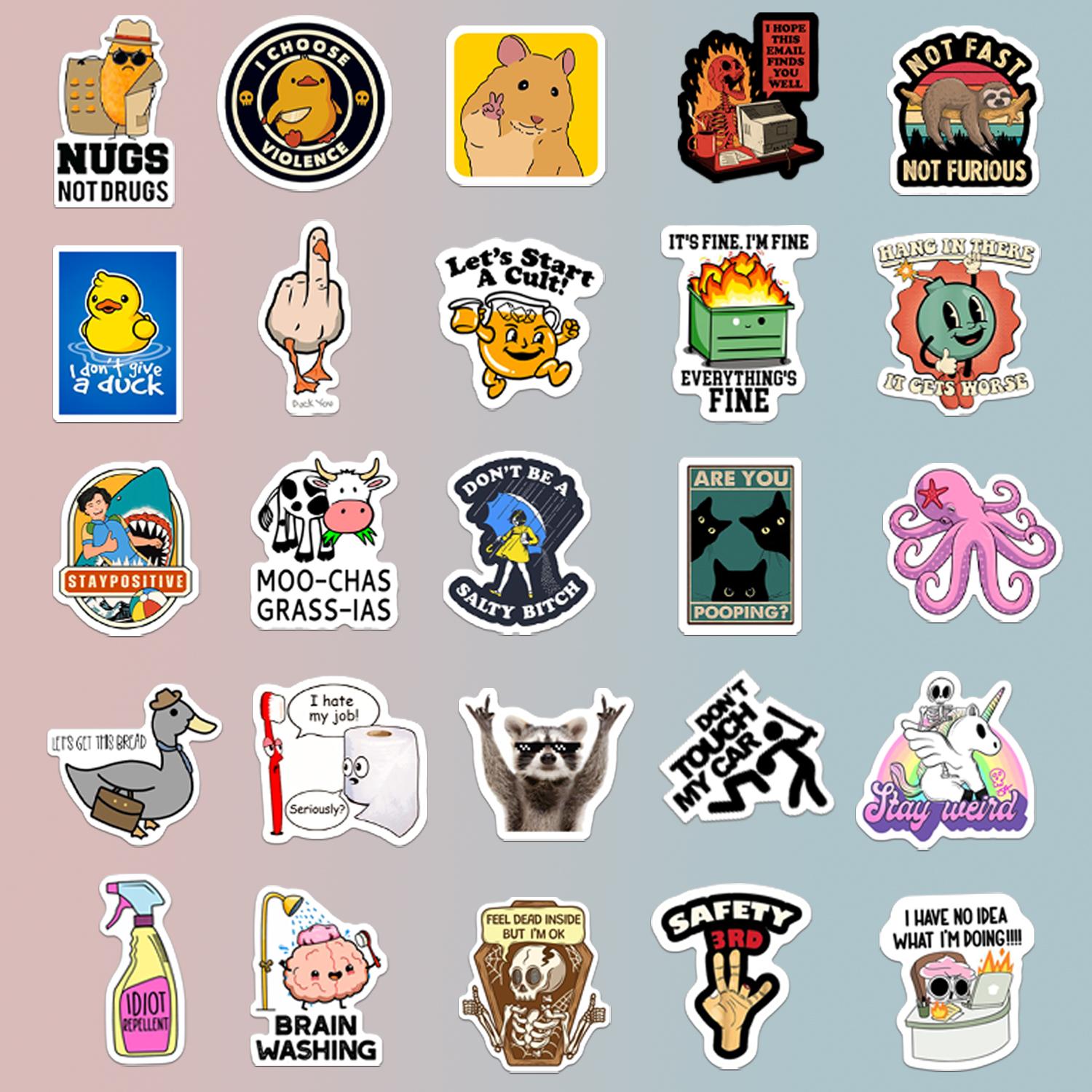 130PCS Meme Funny Saying Sticker Pack Snarky Sarcastic Bold Humor Waterproof Stickers for Laptop iPad Folding Chair